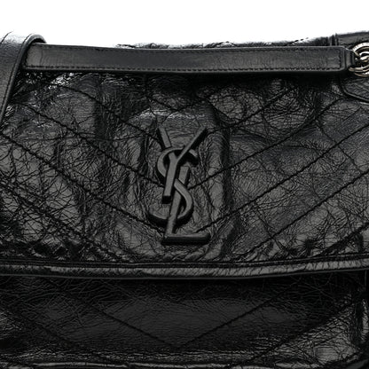 Saint Laurent Crinkled Calfskin Matelasse Monogram Medium Niki Chain Satchel Black 10 of 15