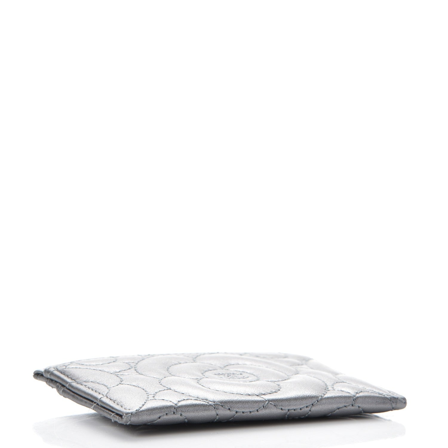 Chanel Metallic Lambskin Camellia Embossed Card Holder Silver 4 of 8
