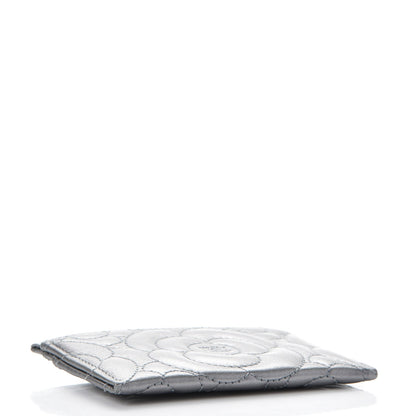 Chanel Metallic Lambskin Camellia Embossed Card Holder Silver 4 of 8