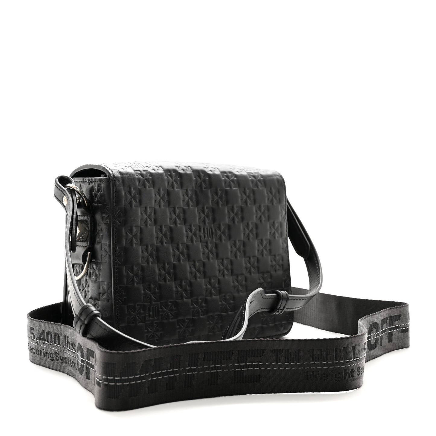 Embossed Mini Diag Binder Clip Bag Black