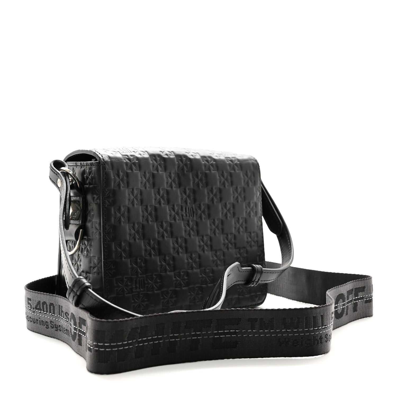 Off-White Embossed Mini Diag Binder Clip Bag Black 3 of 13
