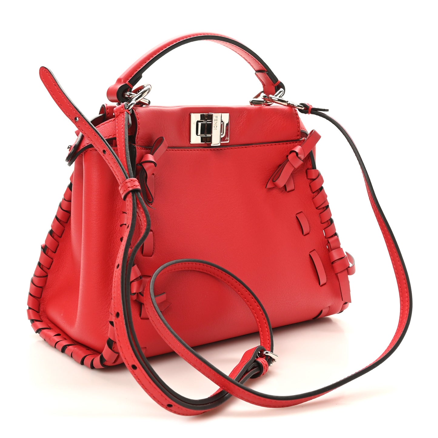 Vitello Seta Century Nappa Whipstitch Mini Peekaboo Iconic Satchel Fiamma