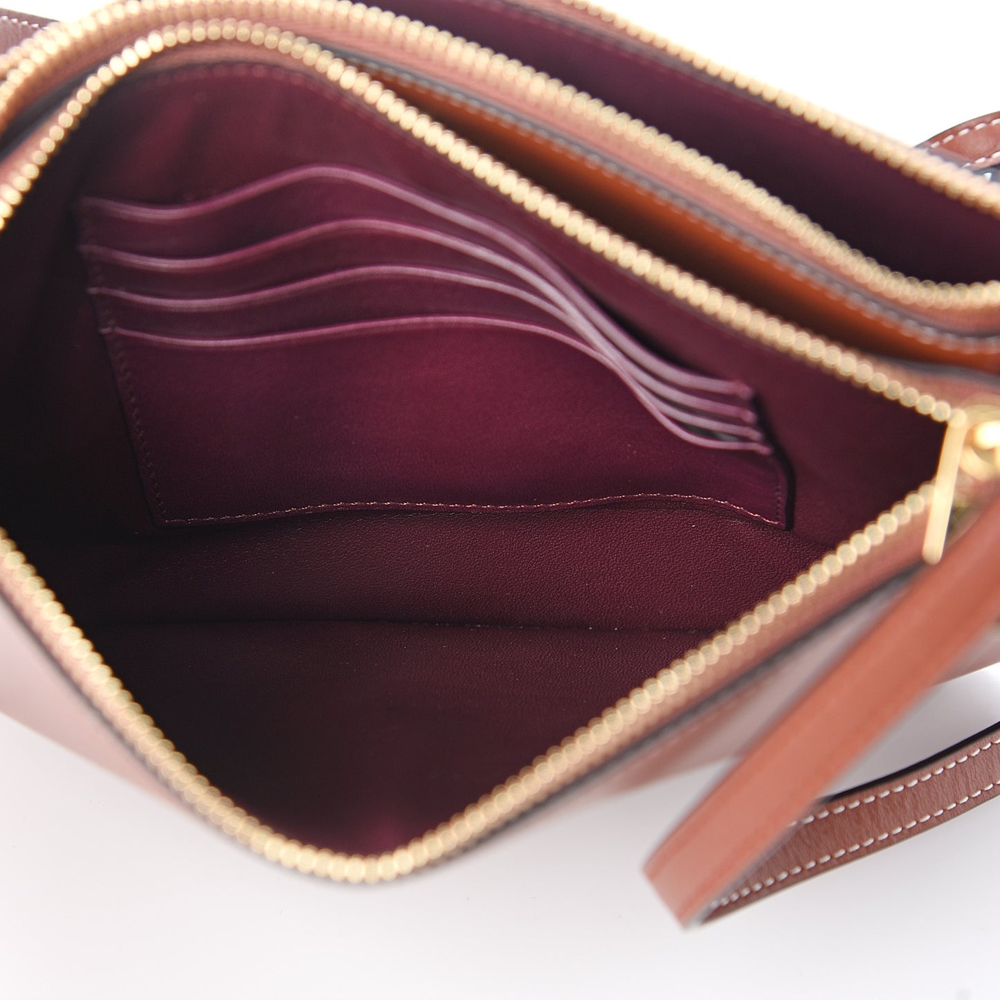 Calfskin Gate Double Zip Pouch Crossbody Brick
