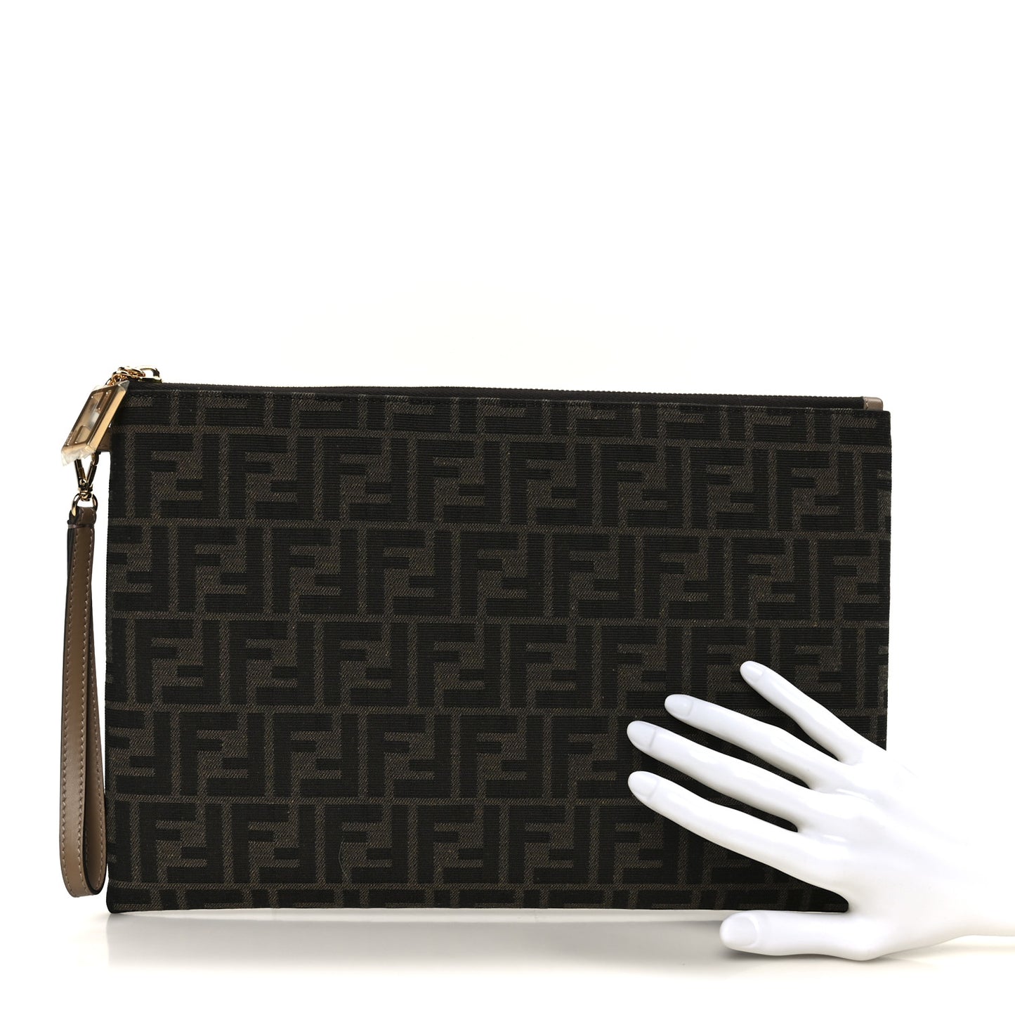 Fabric Jacquard FF Large Flat Pouch Tobacco Moro Sand