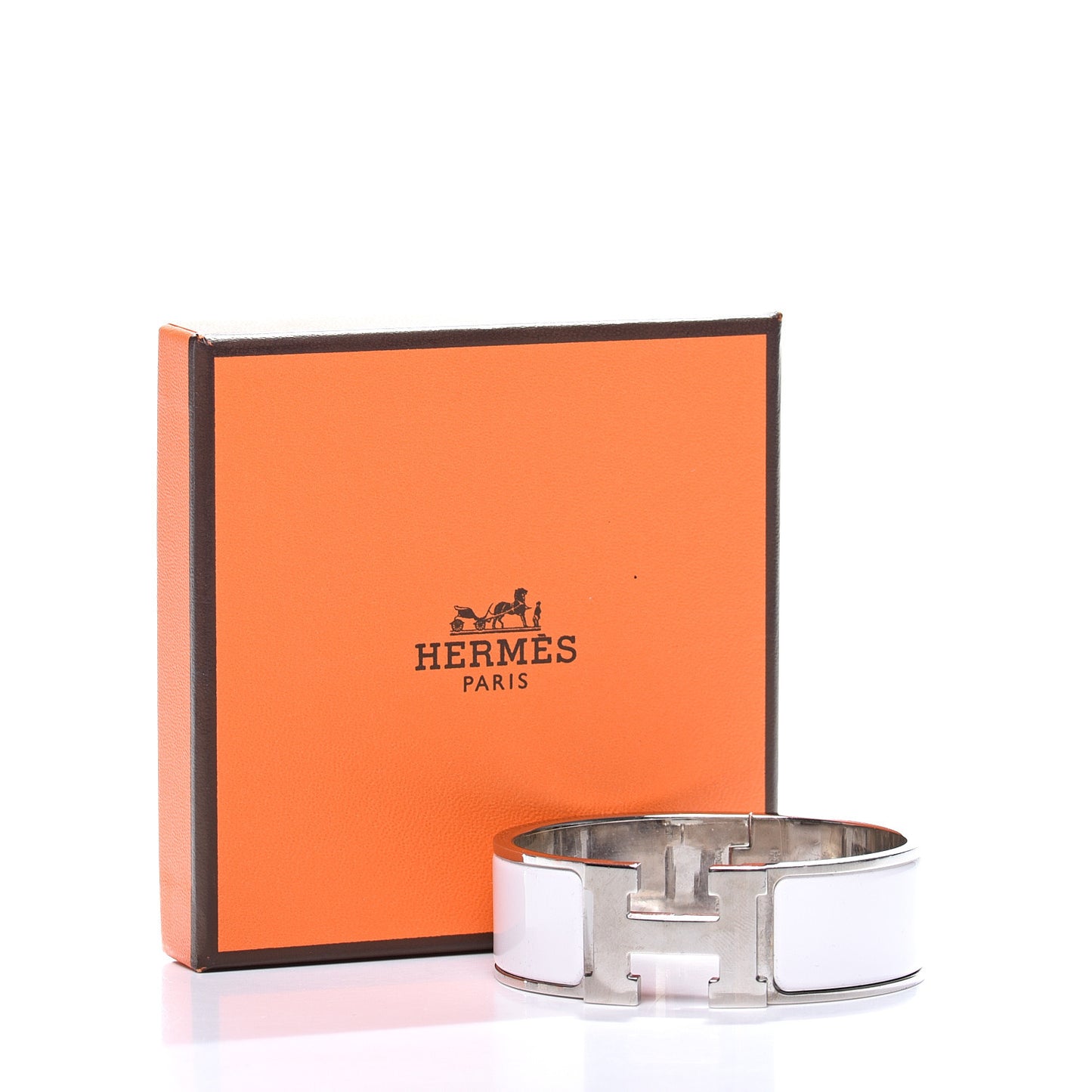 Enamel Wide Clic Clac H Bracelet PM White