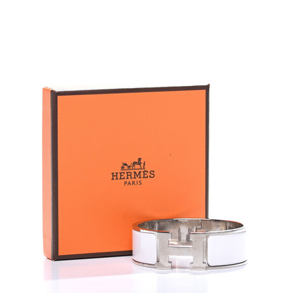Hermes Enamel Wide Clic Clac H Bracelet PM White 6 of 6