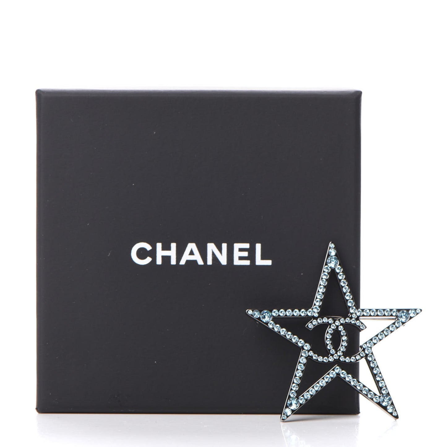 Ruthenium Crystal Star CC Brooch Blue