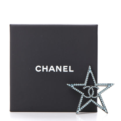 Chanel Ruthenium Crystal Star CC Brooch Blue 5 of 5