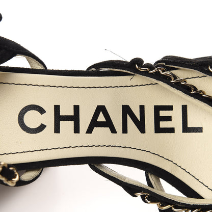 Chanel Suede Chain Sandals 38.5 Black 11 of 11