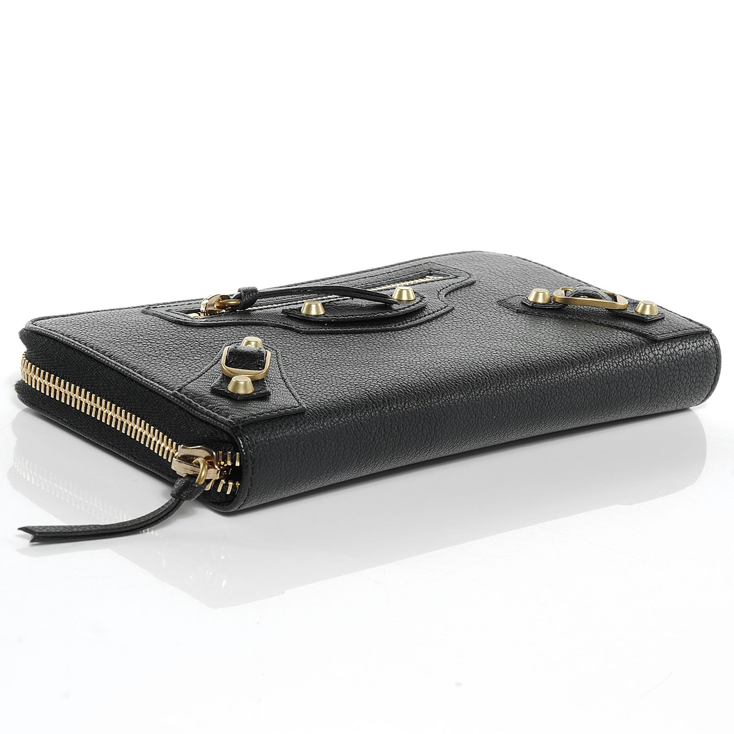 Balenciaga Calfskin Papier Continental Zip Around Wallet Black 4 of 8