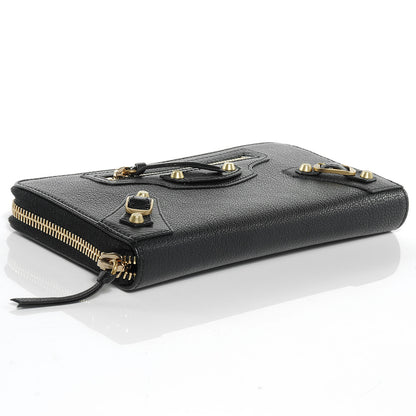 Balenciaga Calfskin Papier Continental Zip Around Wallet Black 4 of 8