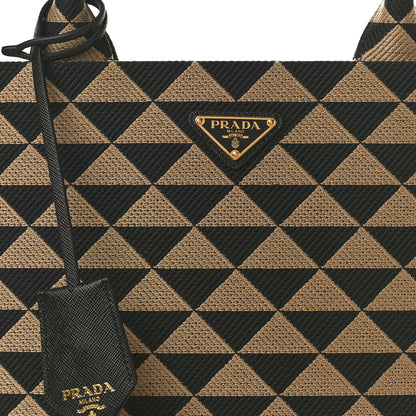 Prada Jacquard Saffiano Triangolo Symbole Embroidered Large Tote Black Corda 7 of 13