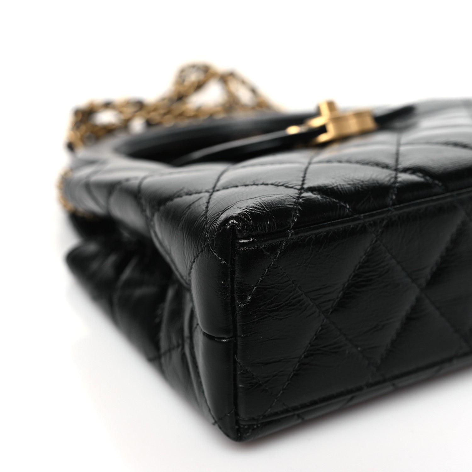 Chanel Shiny Aged Calfskin Quilted Nano Kelly Shopper Black 9 of 10