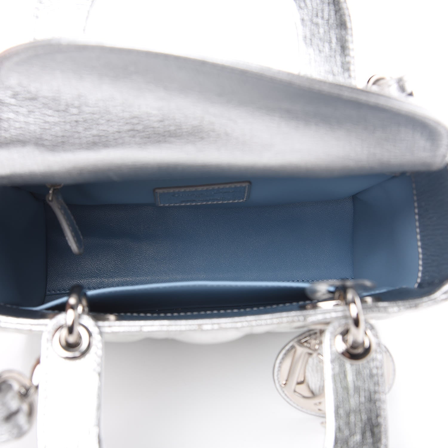 Christian Dior Metallic Grained Calfskin Cannage Small Lucky Badges My Lady Dior Silver 5 of 10