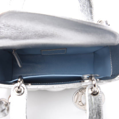 Christian Dior Metallic Grained Calfskin Cannage Small Lucky Badges My Lady Dior Silver 5 of 10