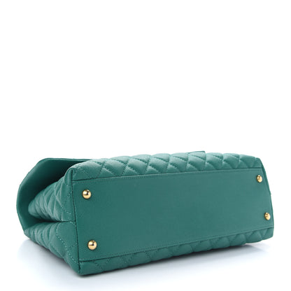 Chanel Caviar Quilted Medium Coco Handle Flap Green 3 of 8