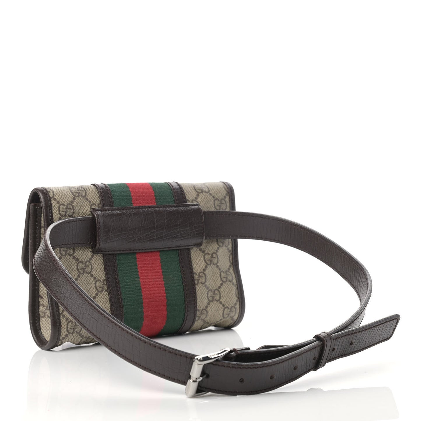 GG Monogram Plus Web Belt Bag Dark Brown