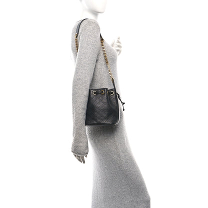 Saint Laurent Lambskin Carre Quilted Small Cassandre Bucket Bag Black 2 of 10