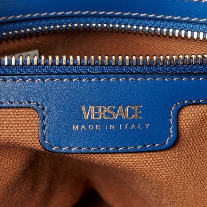 Versace Denim Calfskin La Medusa Small Tote Bag Blue 6 of 10