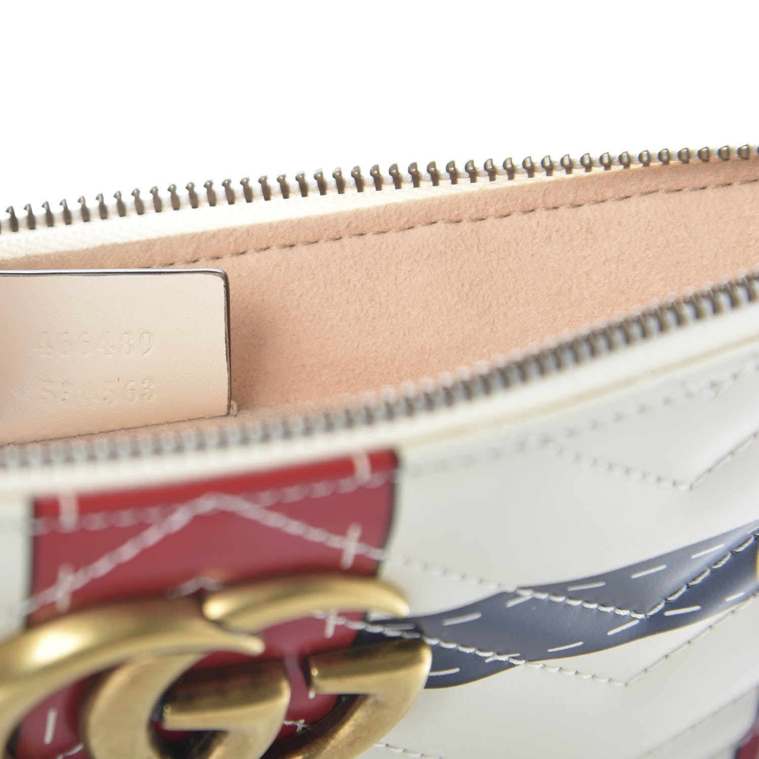 Gucci Calfskin Matelasse Trompe L'Oeil Print GG Marmont Zip Pouch White 9 of 11