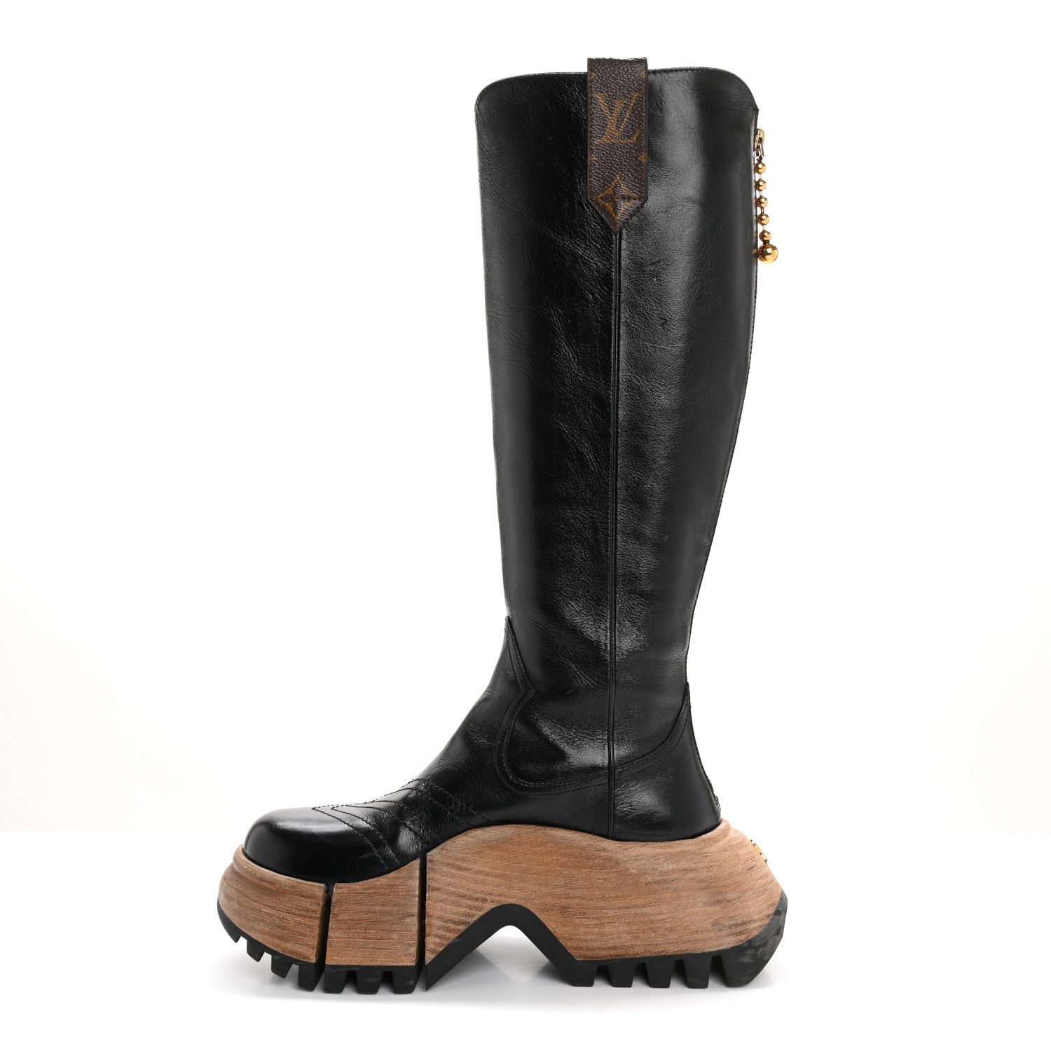 Louis Vuitton Patent Calfskin LV Zoom Platform High Boots 37 Black 1 of 14