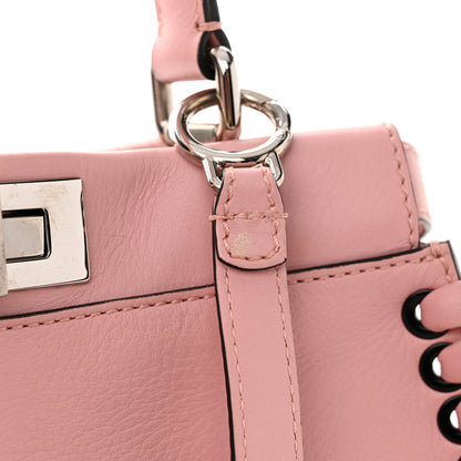 Fendi Vitello Seta Lace Up Medium Peekaboo Iconic Satchel Bubblegum 16 of 17