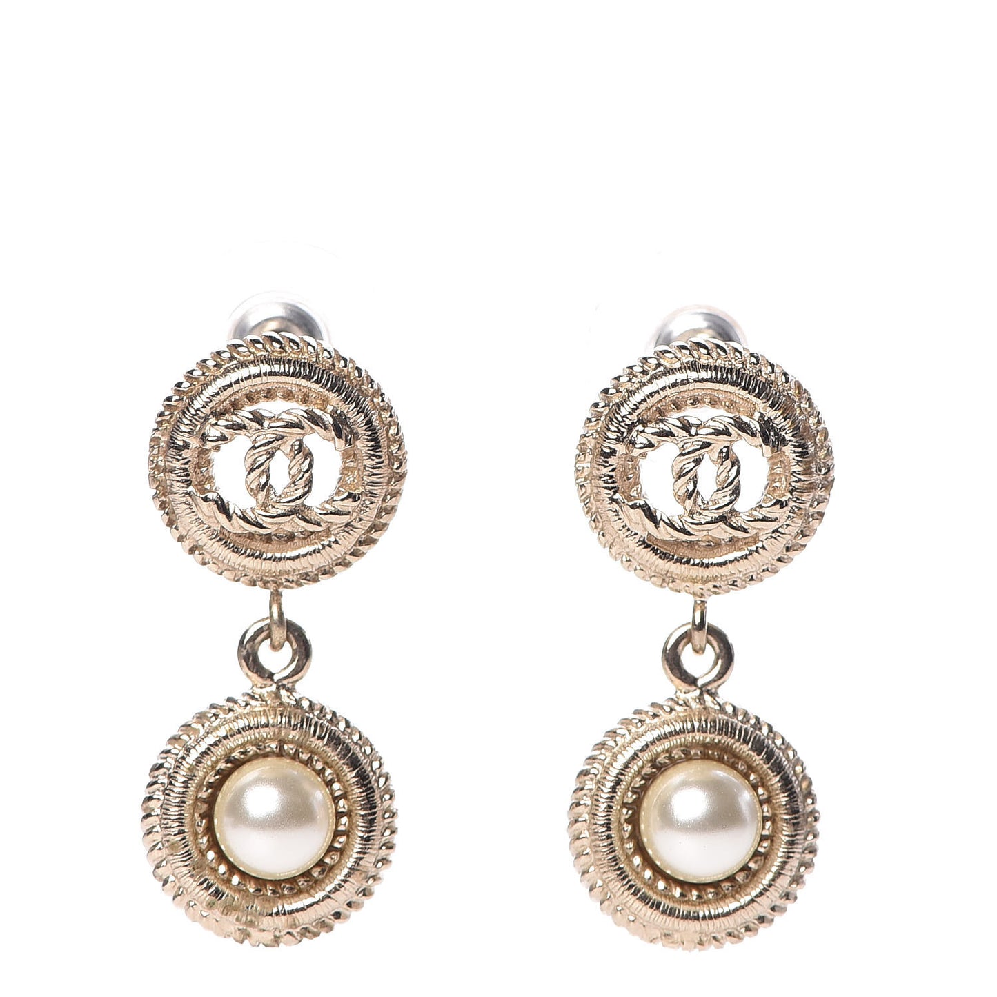 Pearl CC Drop Earrings Gold Pearly White