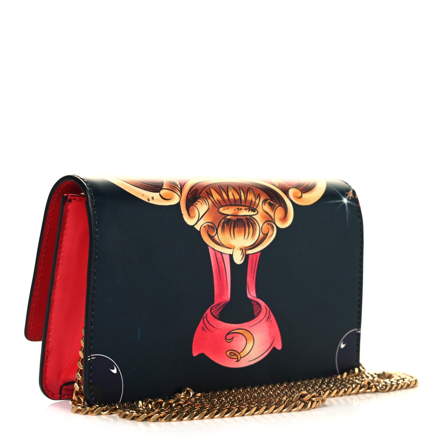 X DISNEY Nappa Cinderella Print Chain Wallet Multicolor