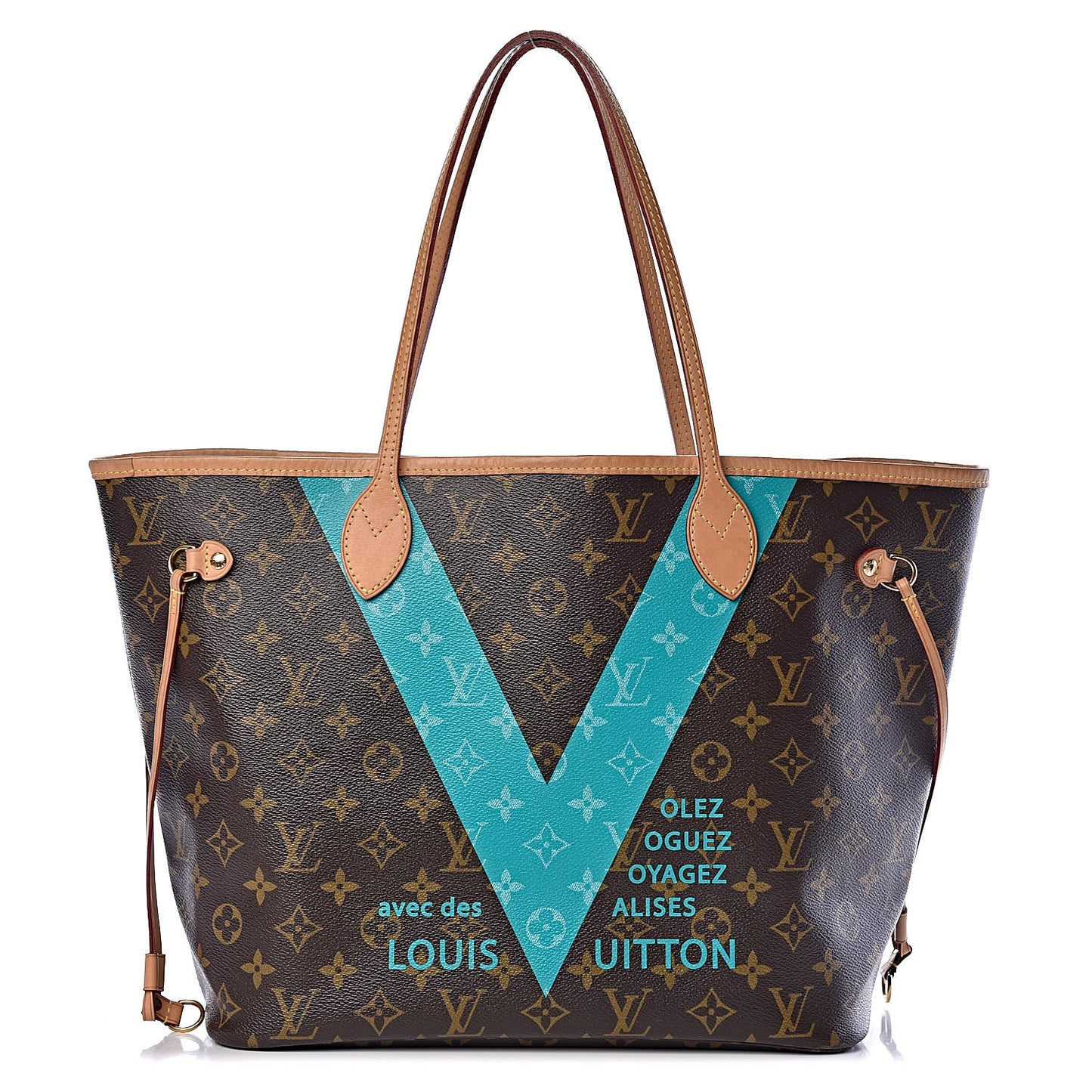 Monogram V Neverfull MM Turquoise