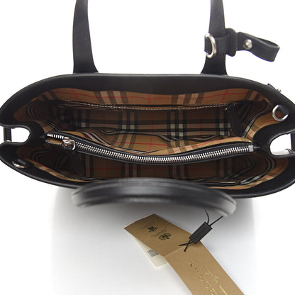 Burberry Derby Calfskin House Check Medium Banner Tote Black 5 of 10