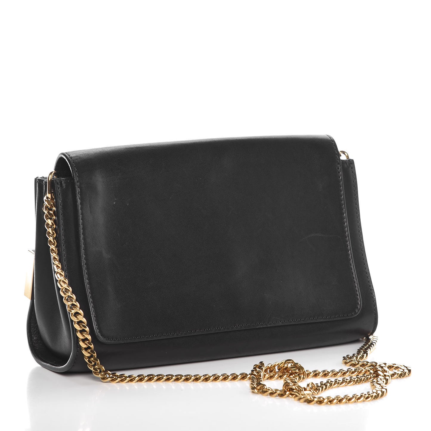 Lambskin Medium Elle Chain Clutch Black