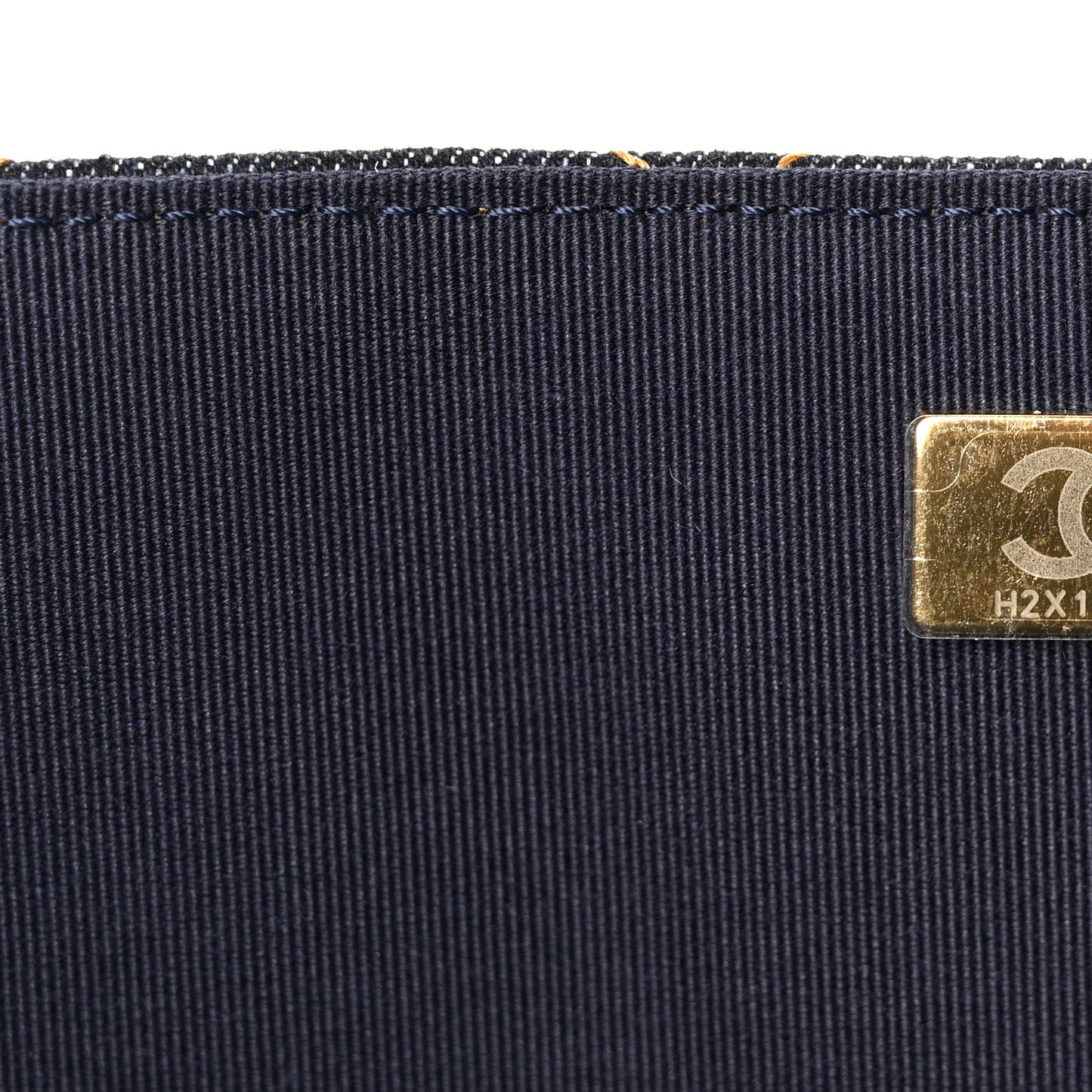 Denim Quilted XXL Travel Flap Bag Dark Blue Orange