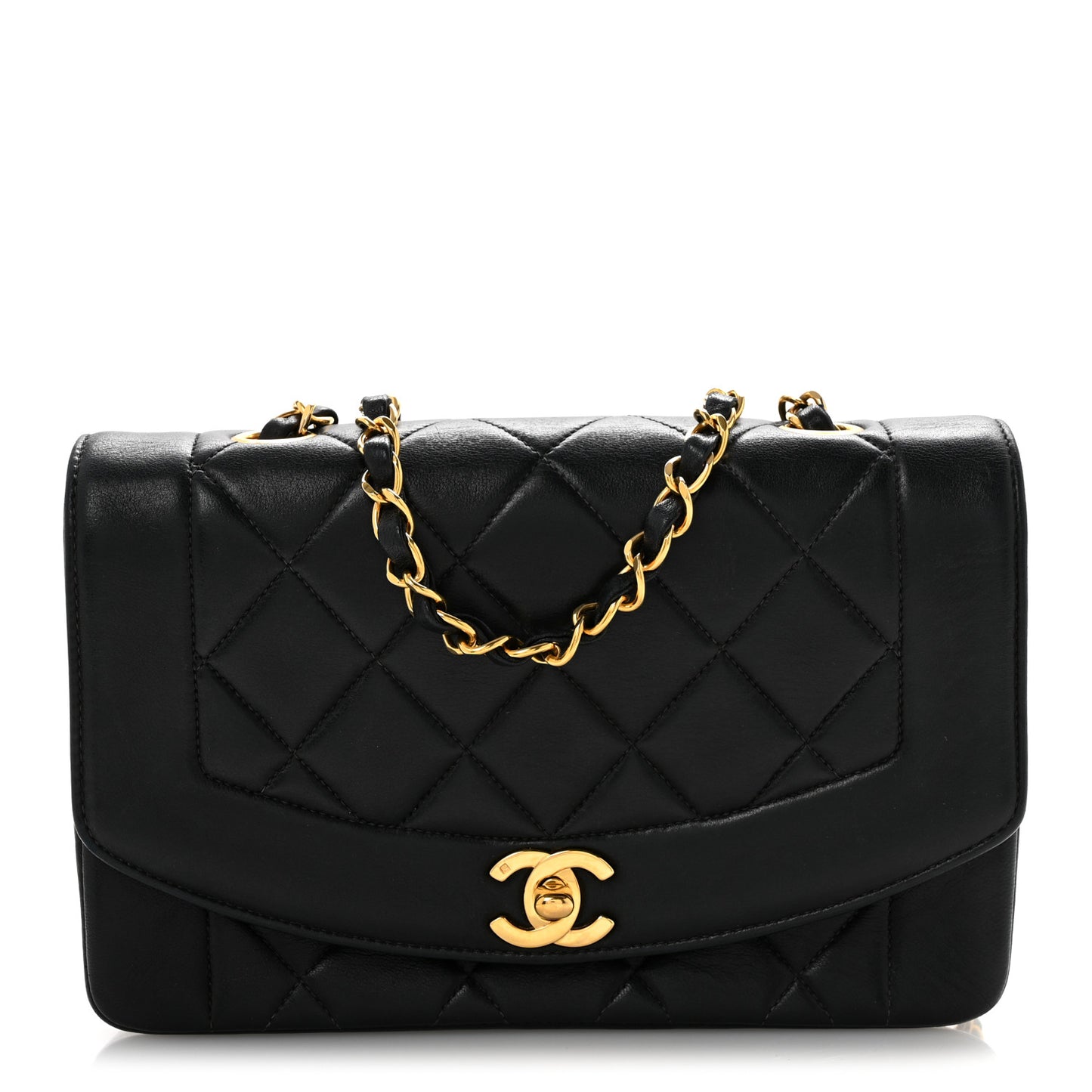 Lambskin Quilted Small Single Flap Black