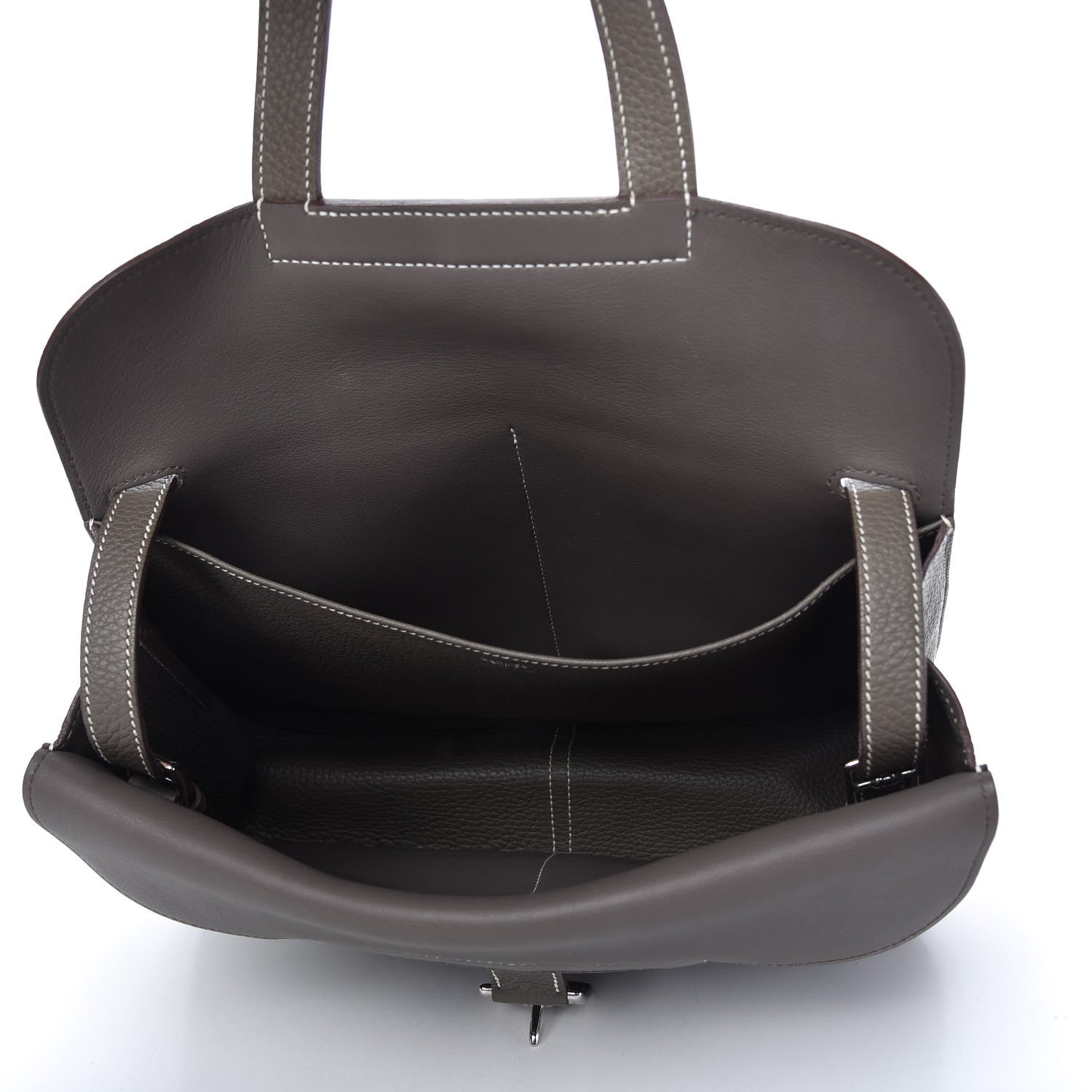 Hermes Taurillon Clemence Halzan 31 GM Etoupe 5 of 8