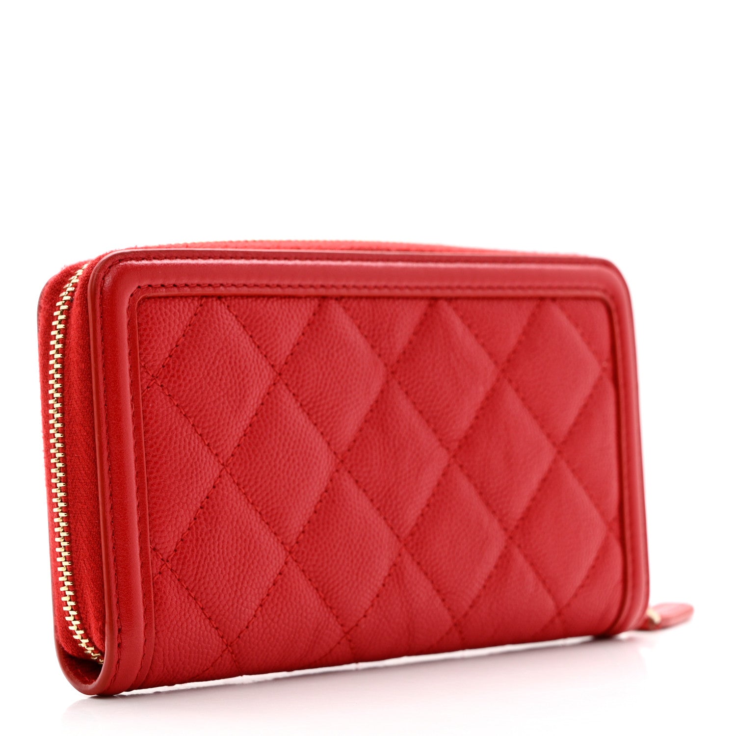 Chanel Caviar Quilted Medium Filigree Zip Around Wallet Dark Red 3 of 9