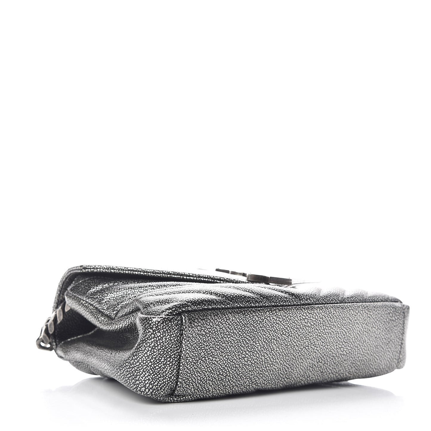 Metallic Grain De Poudre Matelasse Chevron Monogram Medium College Bag Gunmetal