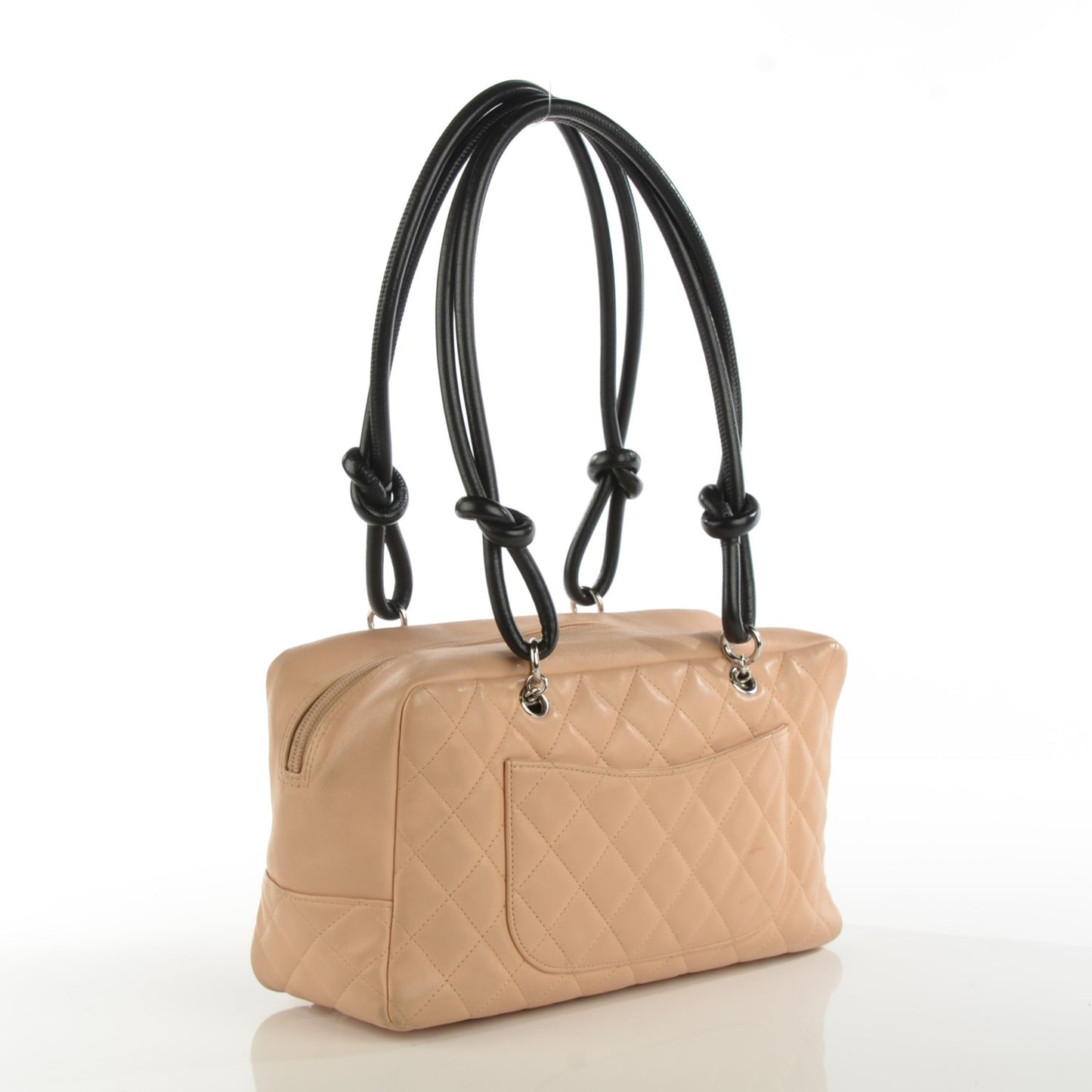 Calfskin Quilted Large Cambon Bowler Beige Black