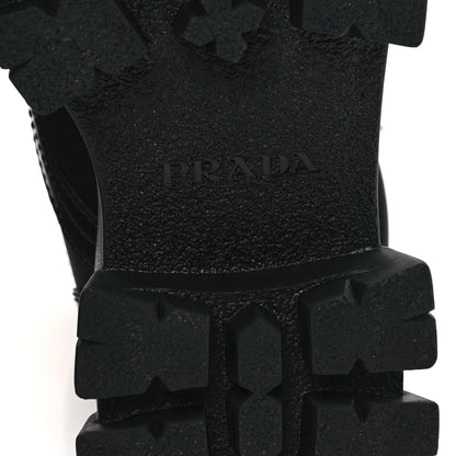 Prada Spazzolato Rois Re-Nylon Metal Triangle Logo Monolith Pouch Pocket 55mm Boots 36.5 Black 6 of 8