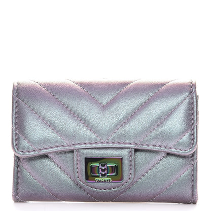 Chanel Iridescent Lambskin Chevron Quilted Reissue Card Holder Light Purple 1 of 9