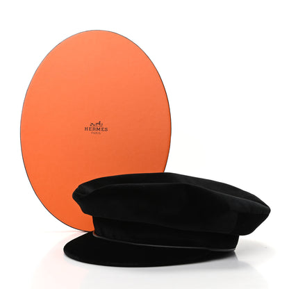 Hermes Velvet Hat Cap 55 Black 5 of 5