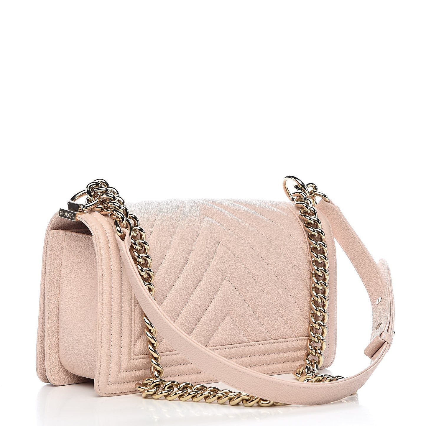 Caviar Chevron Quilted Medium Boy Flap Nude