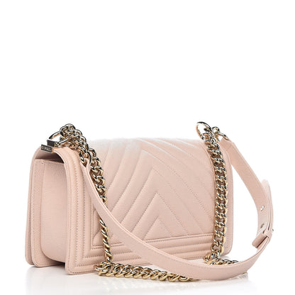 Chanel Caviar Chevron Quilted Medium Boy Flap Nude 3 of 15