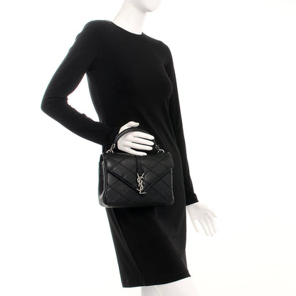 Saint Laurent Calfskin Matelasse Diamond Quilted Monogram Medium College Bag Black 3 of 9