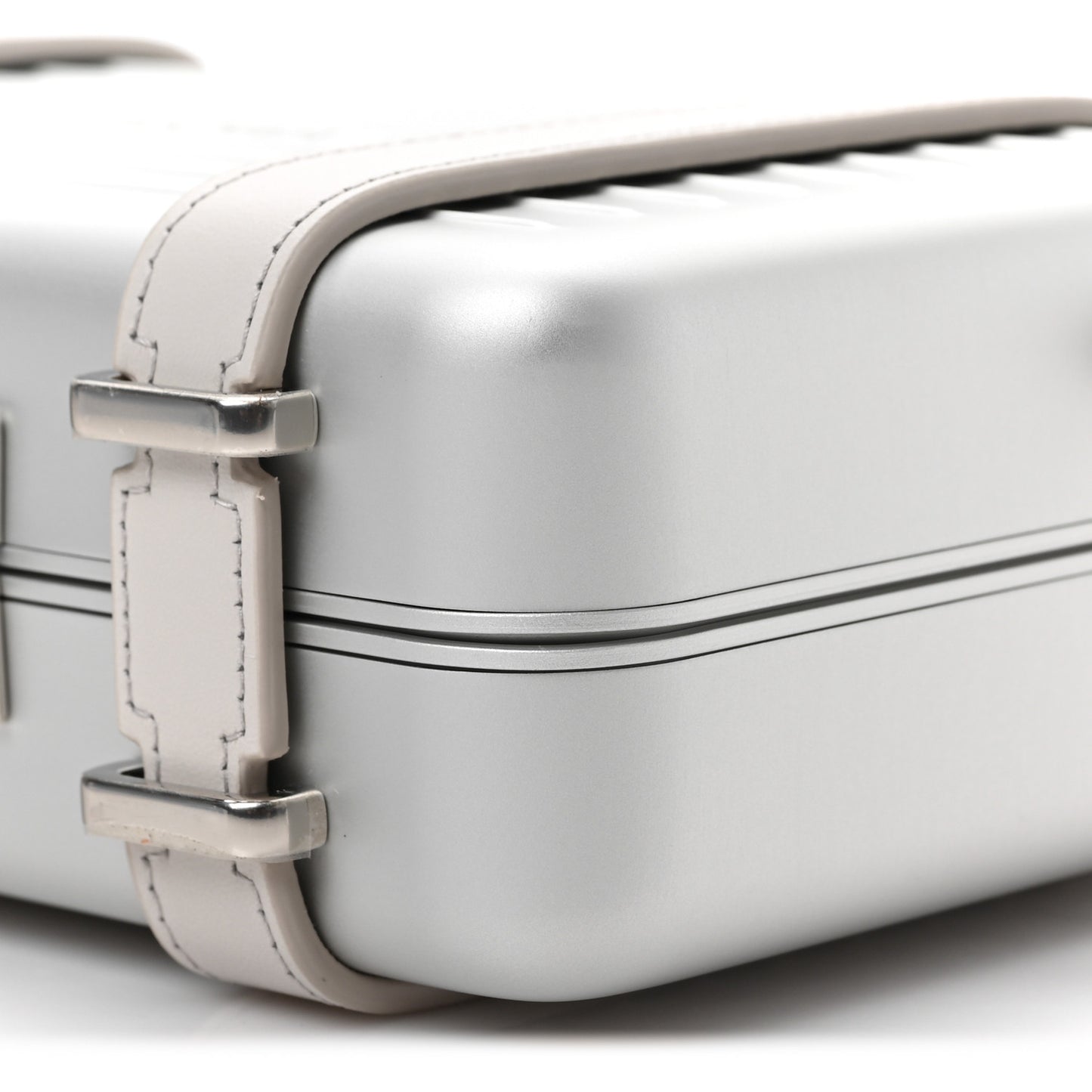 X RIMOWA Aluminum Personal Clutch On Strap Silver
