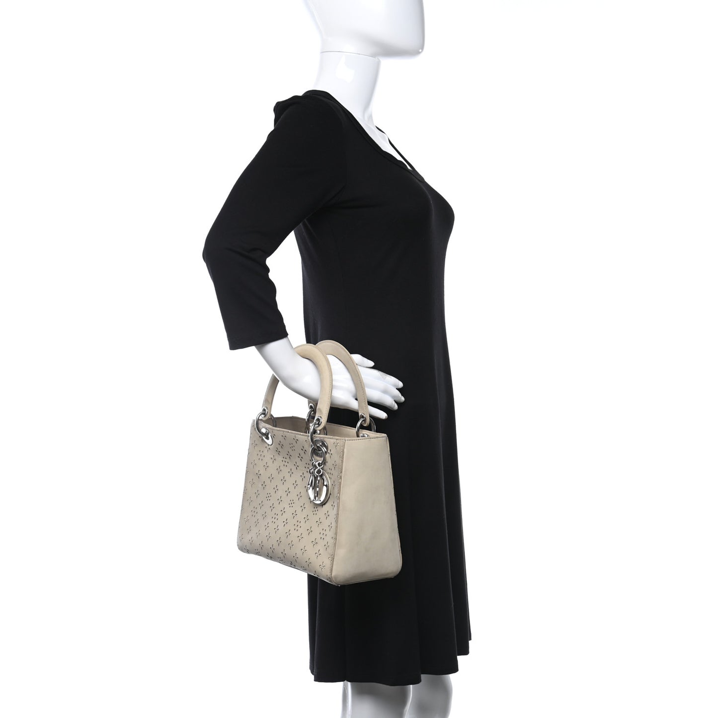 Nubuck Perforated Medium Lady Dior Beige