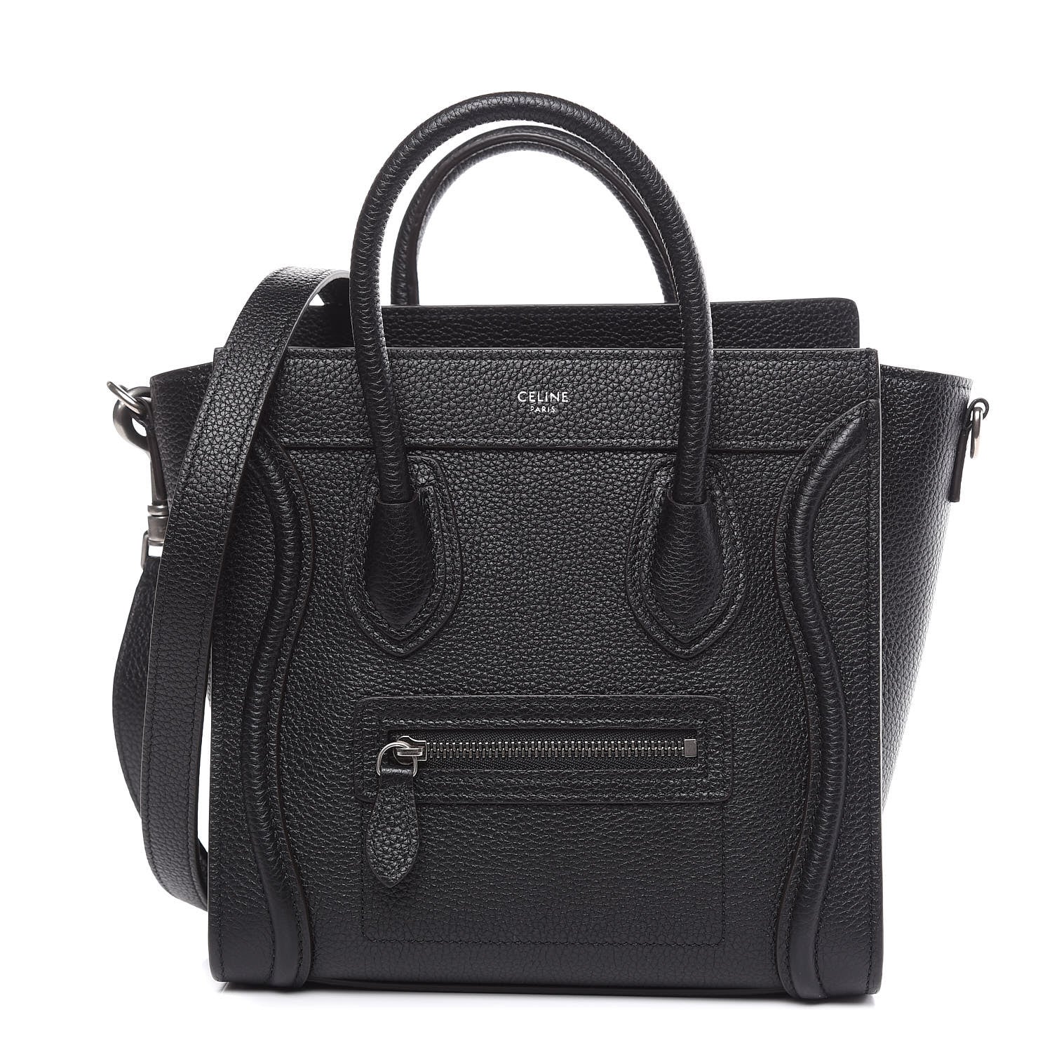 Celine Drummed Calfskin Nano Luggage Black 1 of 11