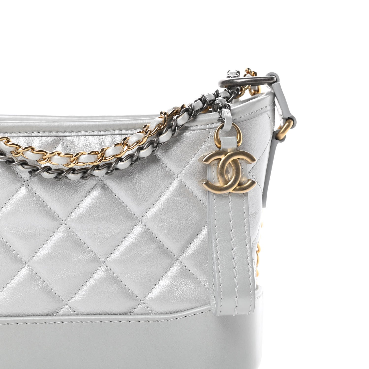 Chanel Metallic Aged Calfskin Quilted Small Gabrielle Hobo Silver 9 of 12
