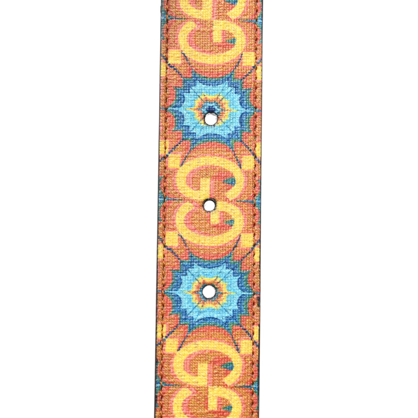 GG Supreme Monogram Kaleidoscope Double G 30mm Belt 95 38 Blue Orange Multicolor Blue Agata