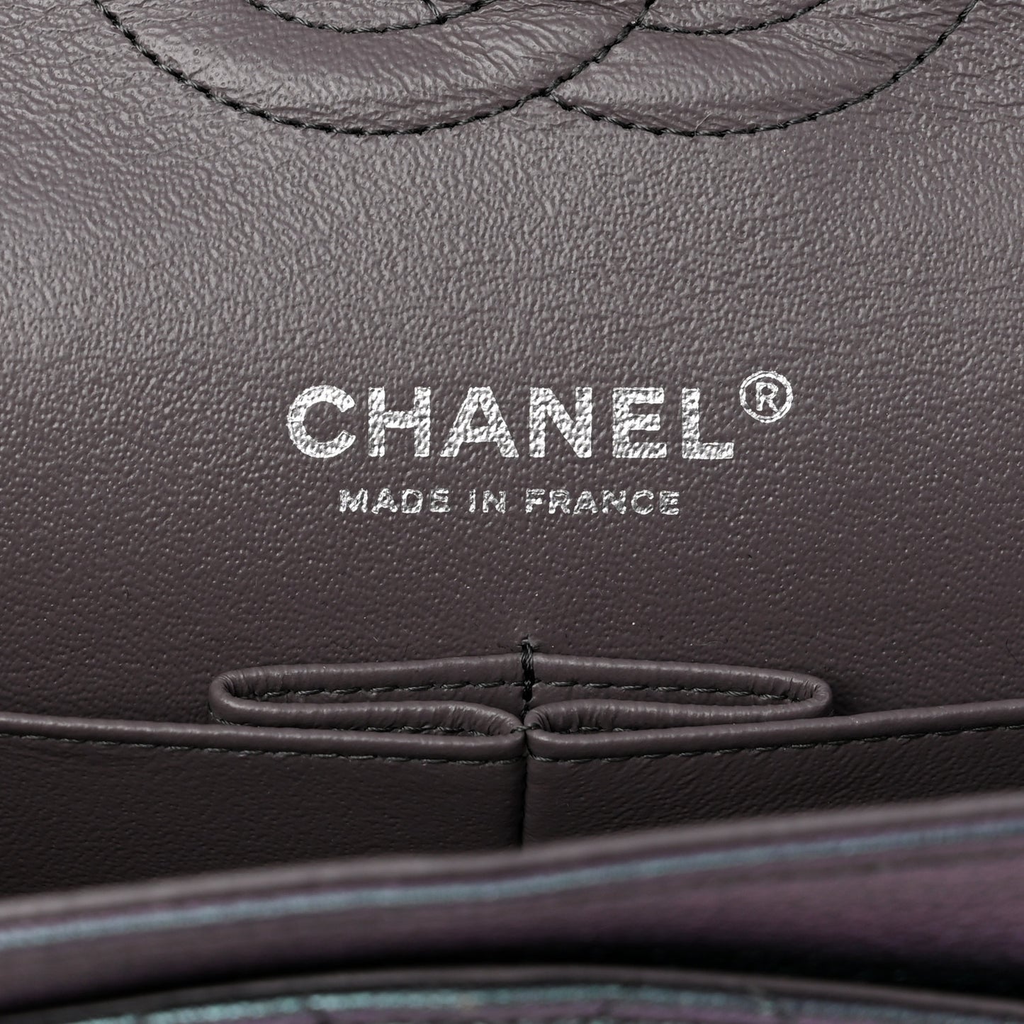 Iridescent Goatskin Quilted Medium Double Flap Purple