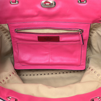Valentino Garavani Vitello Medium Rockstud Tote Pop Fuxia 4 of 6
